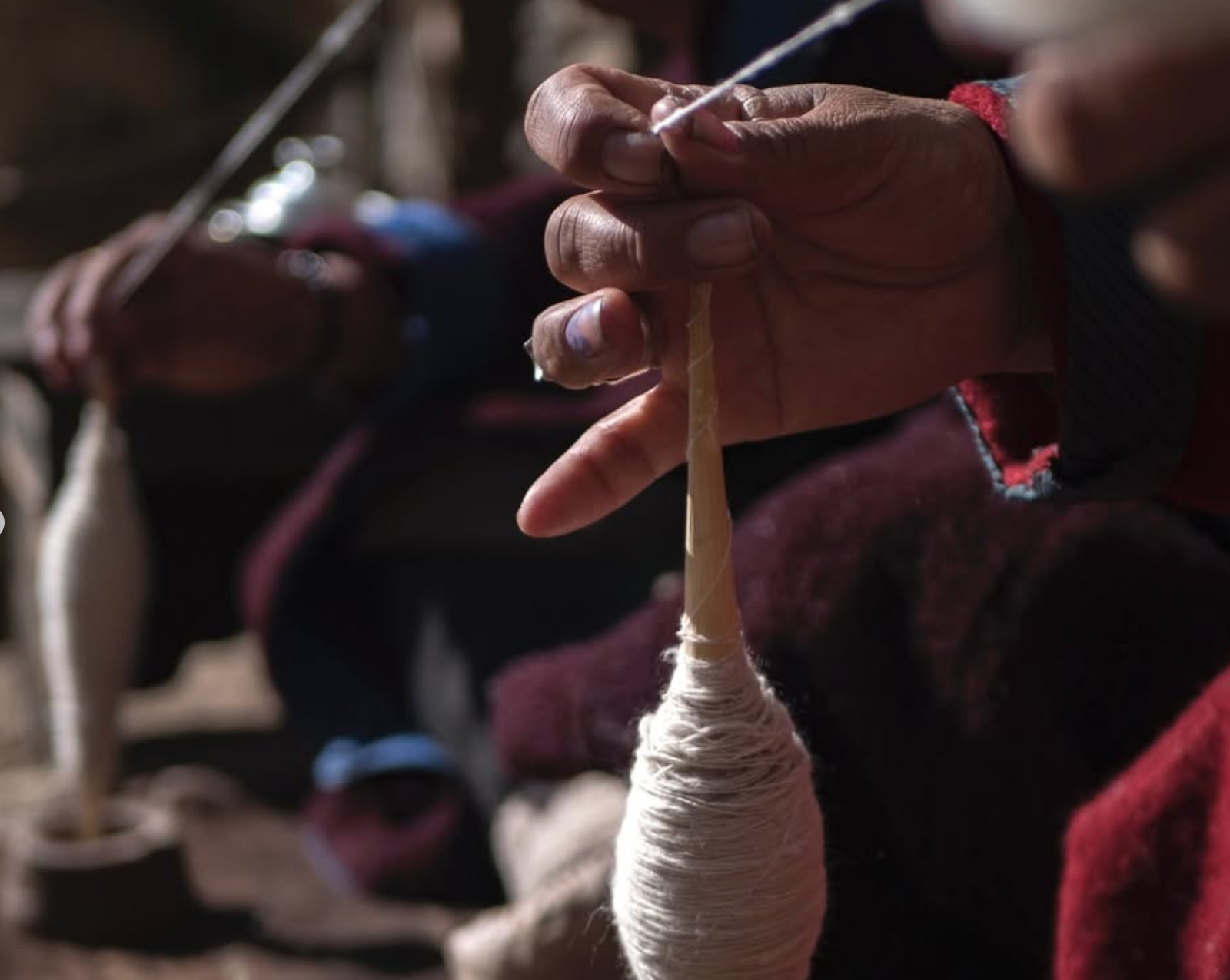 A Ladakhi woman artisan at work on pashmina for Lena Ladakh