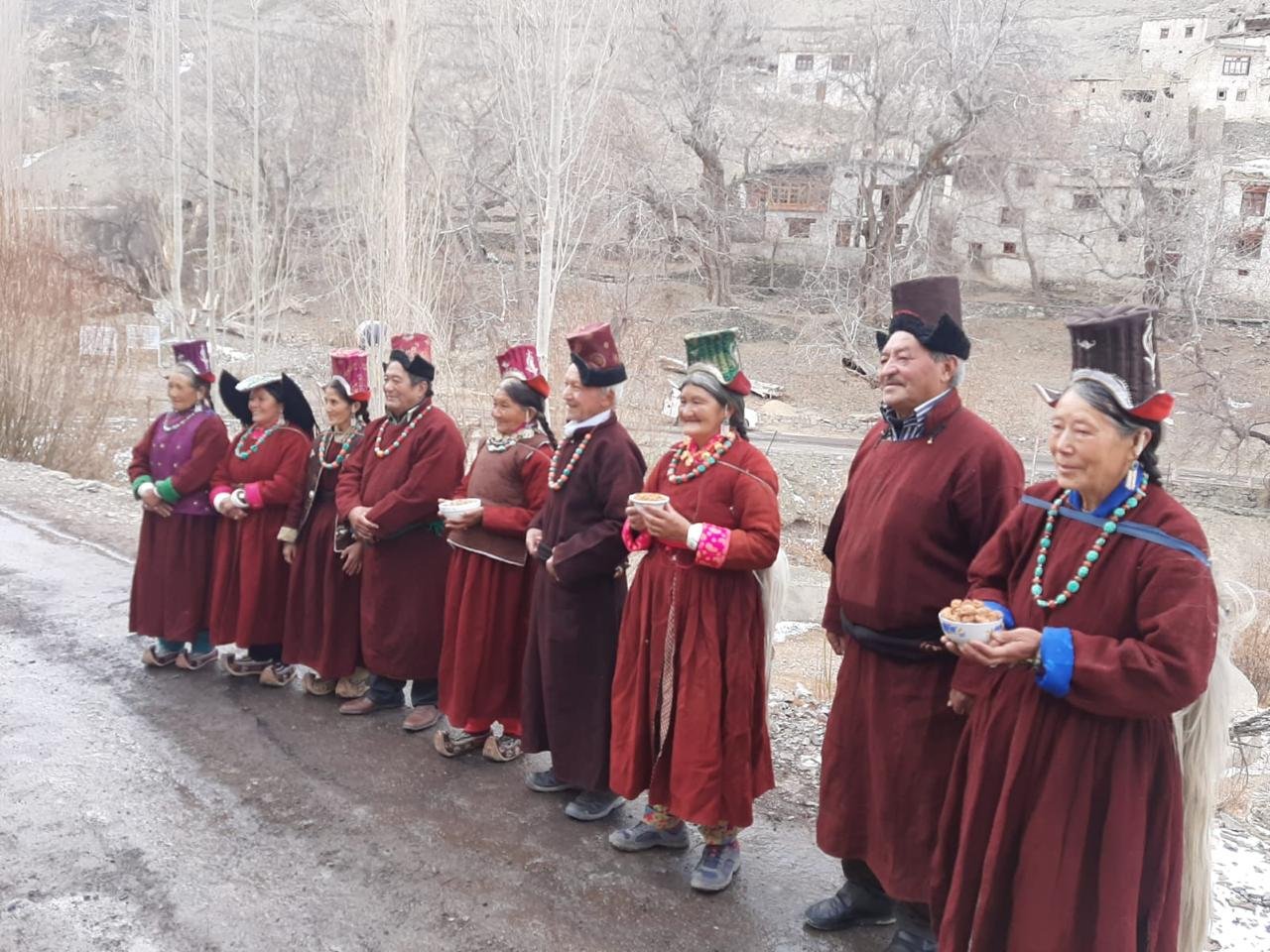 Ladakhi farmers at work during the harvest